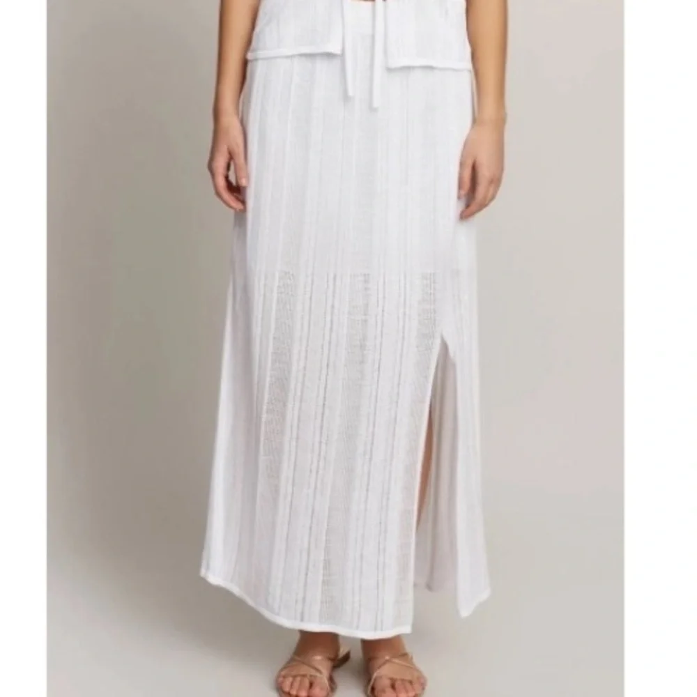 NWT Knitss Jay SLIT DETAILED WHITE POINTELLE KNIT SKIRT SIZE M